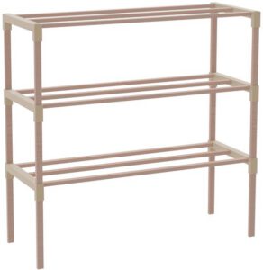 Fixwood Schoenenrek 2 Lagen – Beige - Compact Houten Schoenenkast – Ruimtebesparend Schoenenrek voor 6+ Paar – Duurzaam & Modern Design – 51 x 23 x 39 cm