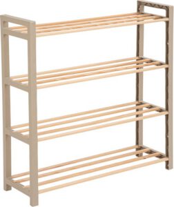 Schoenenrek 4-laags – 65x20x68 cm – Houten & Kunststof Schoenenkast – Schoenen Organizer – Ruimtebesparend Schoenenrek voor Hal, Slaapkamer of Gang – FixWood